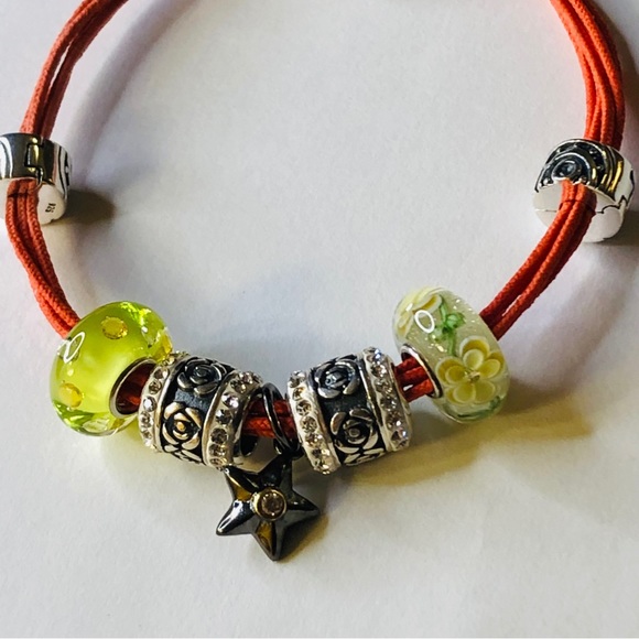 Pandora Multi Strand Bracelet with Sterling Silver Charms - Picture 2 of 9